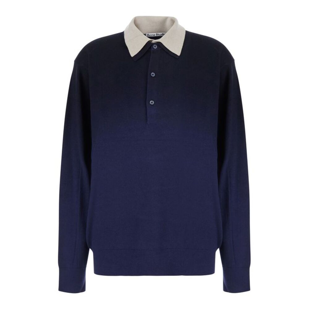Acne Studios Women Blue Crew Neck Sweater With Long Sleeve In Wool Women